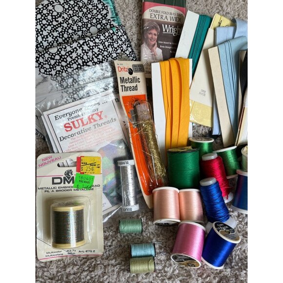Sewing Supplies Variety Metallic Spools Threads Seam Binding Elastics Crafting - Picture 4 of 5
